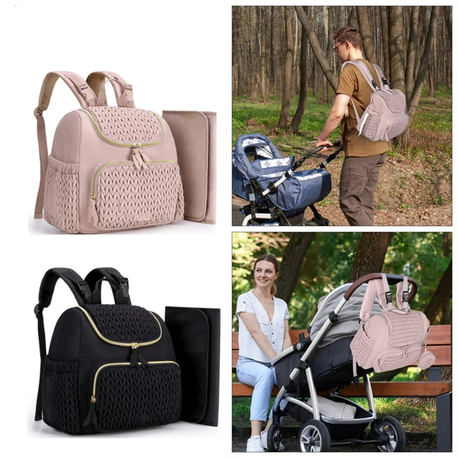 Backpack Diaper Bag - Ruime luiertas rugzak met breipatroon, baby