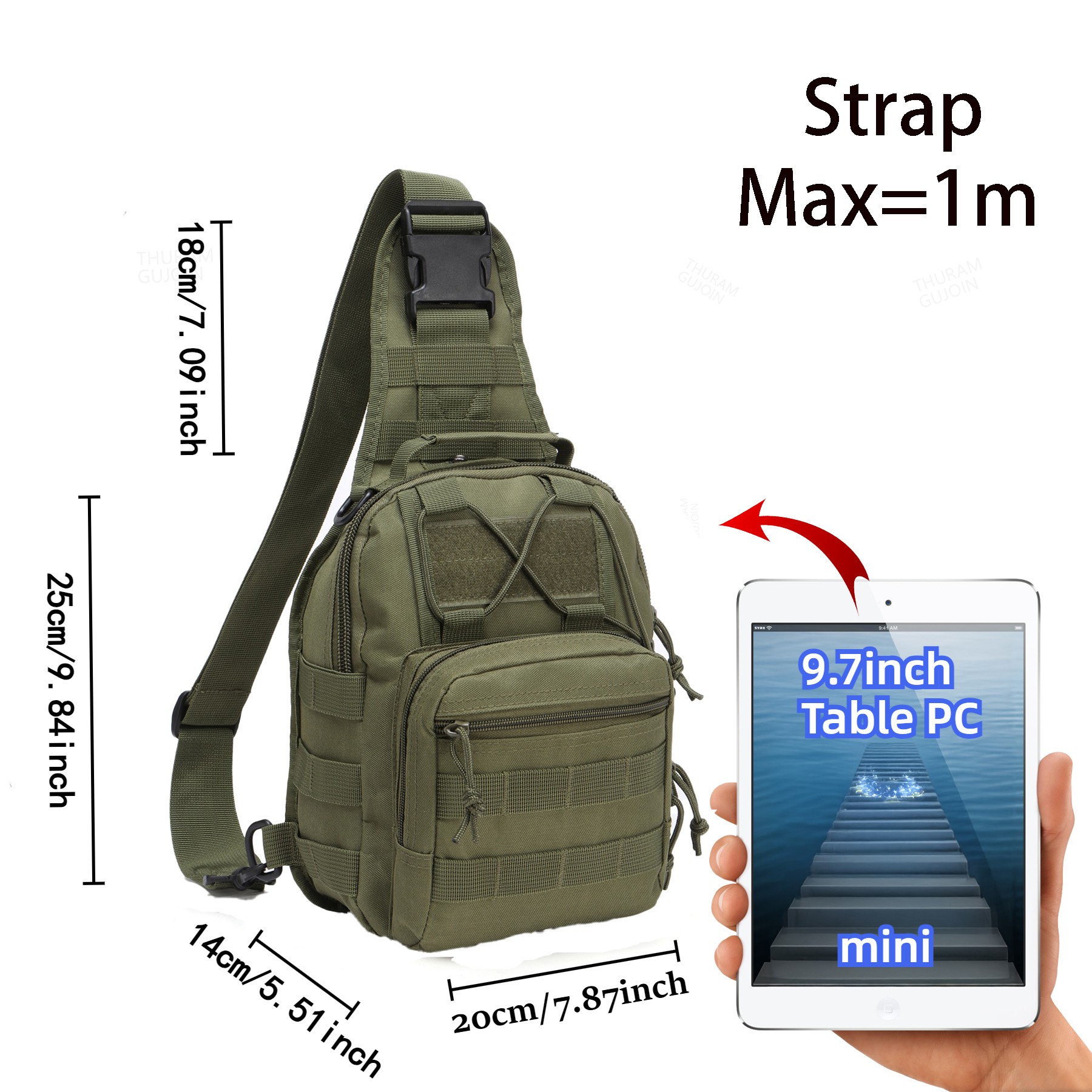 THURAM Outdoor Tactische Tas R - Sling Backpack Shoulder recensie en prijs